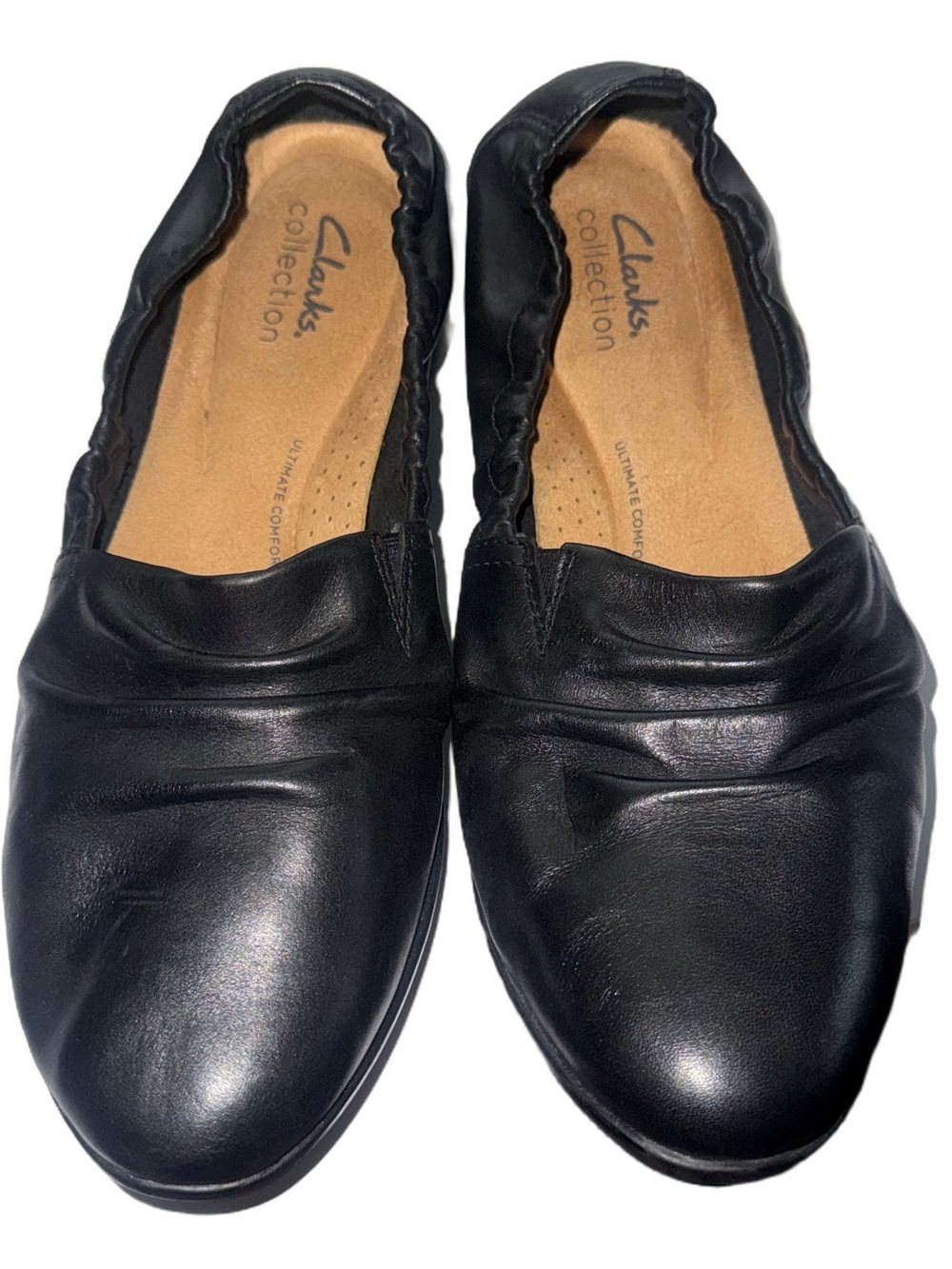 Clarks Collection Black Leather Slip-On Comfort Loafers Size 8.5